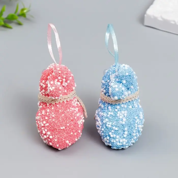 Подвесное украшение пасхальное &laquo;Кролик: посыпка, цветочек на шее&raquo;, набор 2 шт., 9 см, МИКС