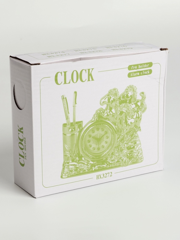 Часы будильник настольные, органайзер для канцелярии, 14 х 18 х 4.5 см, d-5.5 см