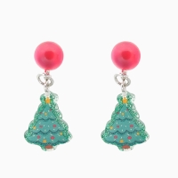 Клипсы детские "Выбражулька" ёлка, круг, цвет зелено-красный