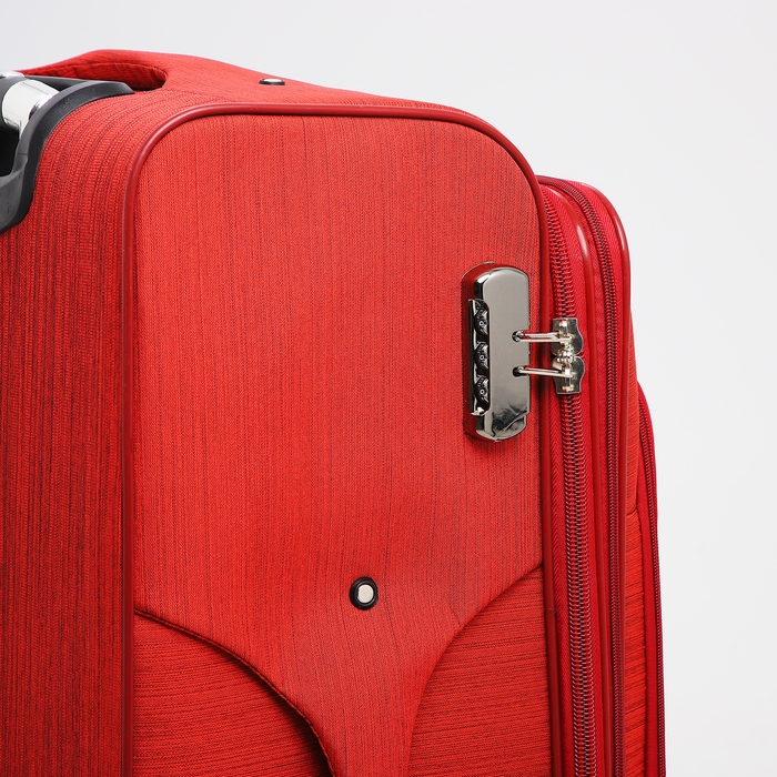 Чемодан большой 95 л (L), отдел на молнии, с расширением, кодовый замок, 4 колеса, наружный карман, цвет красный