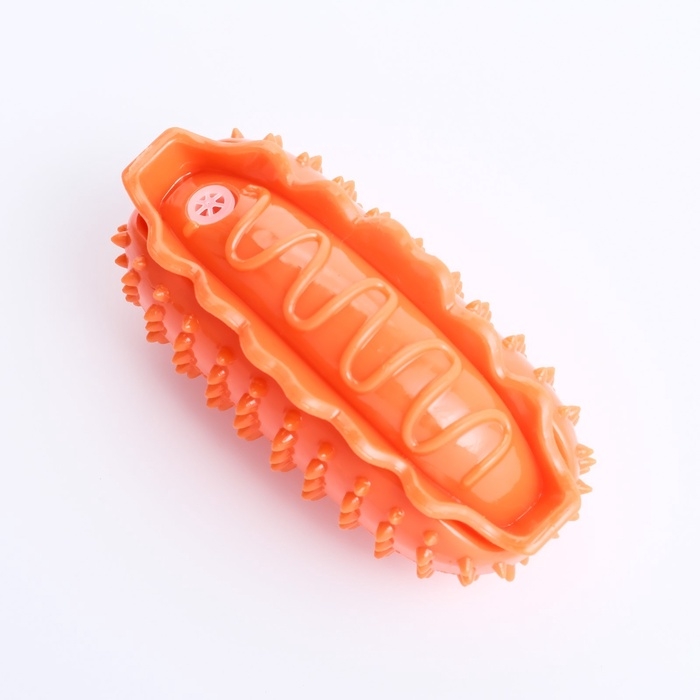 Игрушка массажная пищащая для собак Игрушка массажная пищащая для собак "Хот-дог" 11 см, ТПР, микс цветов