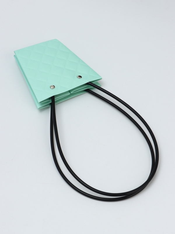 Сумка для цветов тиснение мята влагостойкая, 12x12-8x8-12.5 см