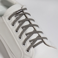 Шнурки для обуви, пара, круглые, с фиксатором, эластичные, d = 5 мм, 100 см, цвет серый Шнурки для обуви, пара, круглые, с фиксатором, эластичные, d = 5 мм, 100 см, цвет серый