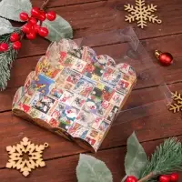 Коробка для печенья, кондитерская новогодняя упаковка, &laquo;Новогодняя афиша&raquo;, 12&times;12&times;3 см