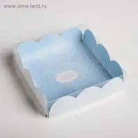 Коробка для печенья, кондитерская упаковка с пластиковой крышкой, &laquo;Сделано с любовью&raquo;, 10.5 х 10.5 х 3 см