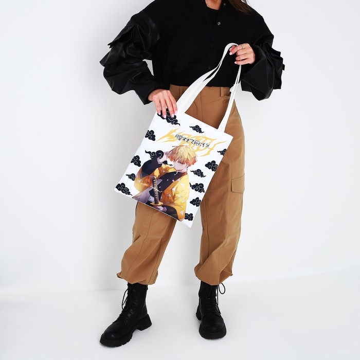 Шопер &laquo;Дзэницу&raquo;, 35х0.5х40 см, отд без молнии, без подклада, белый