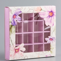 Коробка для конфет 16 шт "Самой нежной", 17,7 х 17,7 х 3,8 см. Кондитерская упаковка Коробка для конфет 16 шт "Самой нежной", 17,7 х 17,7 х 3,8 см. Кондитерская упаковка