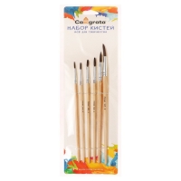 Набор кистей пони 6 штук: № 1, 2, 3, 4, 5, 6, круглые, мягкие