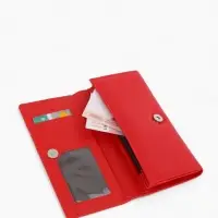 Кошелек жен 06-01-01 Июнь2523, 19*3*10см, 3 отд+отд/молн, д/карт, д/монет, на магните красн