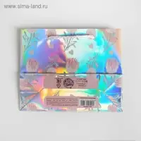 Пакет подарочный голографический, упаковка, &laquo;Happy&raquo;, 15 х 12 х 5.5 см