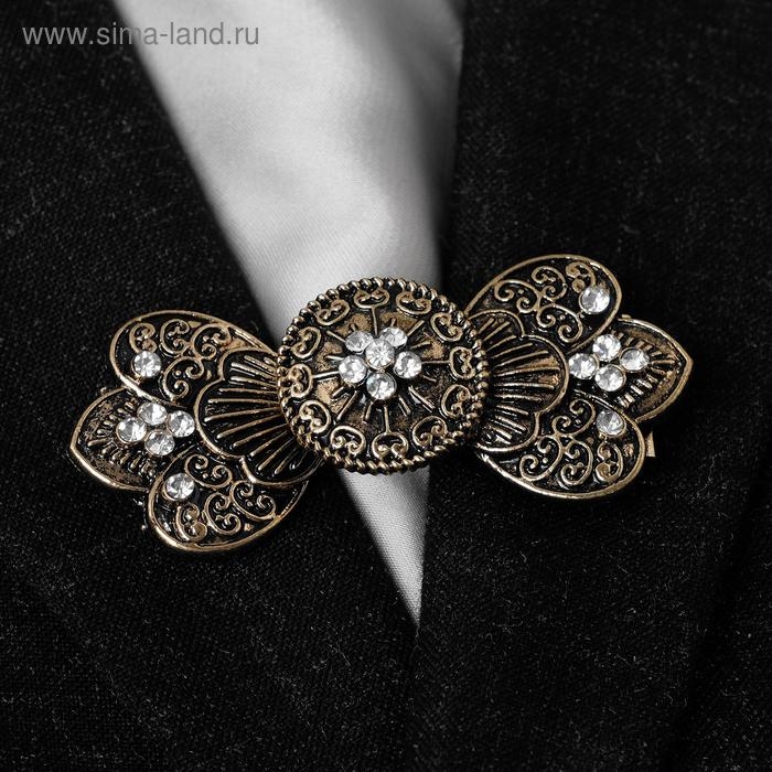 Зажим для кардигана &laquo;Лепесток&raquo;, цвет белый в чернёном золоте