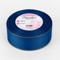 Лента репсовая 40мм*25&plusmn;1ярд(23м&plusmn;1м) золотые нити №040 синий АУ