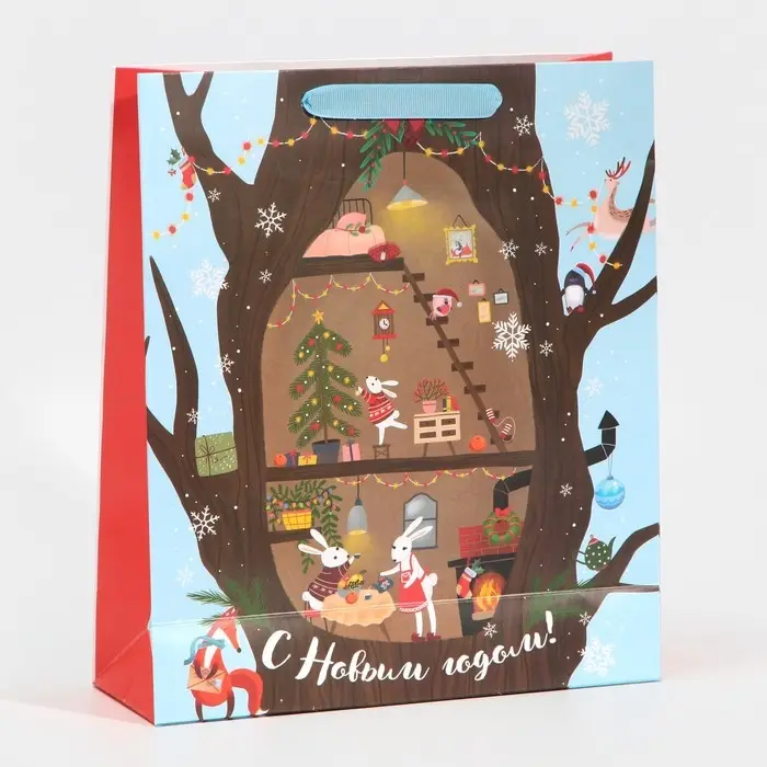 Пакет подарочный новогодний ламинированный &laquo;Новогодние приготовления&raquo;, M 26 х 30 х 9 см