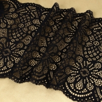 Кружевная эластичная ткань, 240 мм &times; 2,7 &plusmn; 0,5 м, цвет чёрный