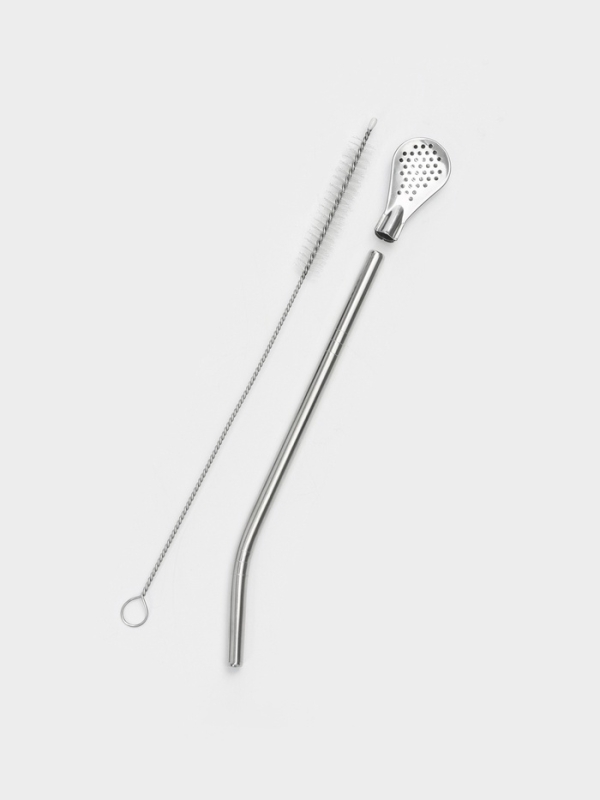 Калабас для чая Мате 240 мл и бомбилья с щеткой для чистки, набор для приготовления, черный   107851