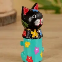 Сувенир "Кот в кастрюльке" дерево 4х4х10 см