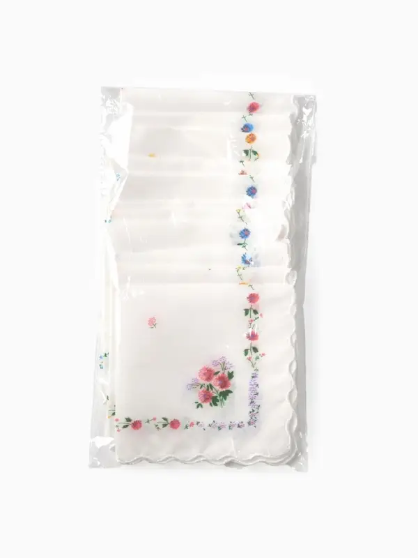 Платки носовые женские Экономь и Я "Полянка" 30*30 см, (набор 12 шт), рис. МИКС,100% пэ