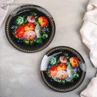 Набор тарелок стеклянных Доляна &laquo;Народные мотивы&raquo;, 19 предметов: 6 десертных тарелок, 6 обеденных тарелок, 6 мисок, салатник