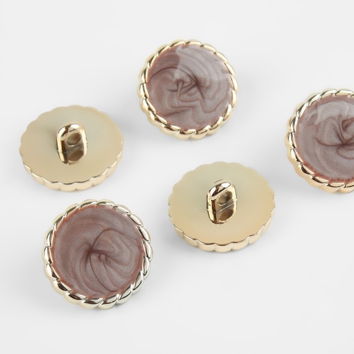 Набор пуговиц на ножке, d = 21,5 мм, 5 шт, цвет коричневый/золотой