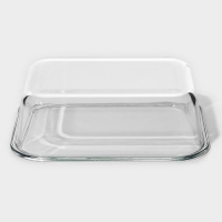 Контейнер для еды из жаропрочного стекла Доляна &laquo;Клик&raquo;, 1,04 л, 20&times;15,5&times;7 см, с крышкой, цвет МИКС