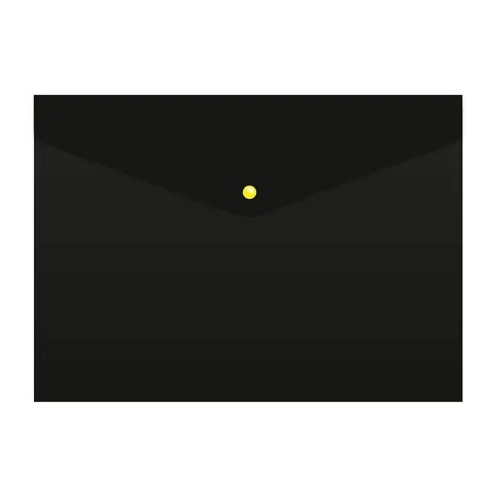 Папка-конверт на кнопке А4, 180 мкм, Calligrata "No Secret", непрозрачная, черная, микс цветные кнопки