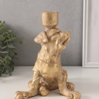 Подсвечник полистоун на 1 свечу "Шарж. Зевающий щенок" золото 15,8х15,3х20 см Подсвечник полистоун на 1 свечу "Шарж. Зевающий щенок" золото 15,8х15,3х20 см