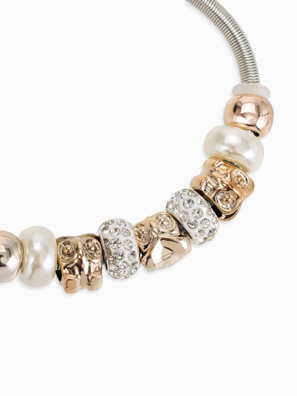 Браслет жемчуг &laquo;Марджери&raquo; сова, цвет белый в серебре, d=6,5 см