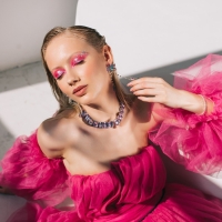 Колье &laquo;Драгоценность&raquo; прямоугольники, цвет сиреневый в серебре, 32 см