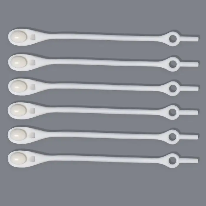 Набор шнурков для обуви, 6 шт., силиконовые, полукруглые, на застёжке, 4 мм, 11 см, белый