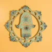 Панно "Хамса" МДФ, 30х30х1 см, цв. бежево-бирюзовый