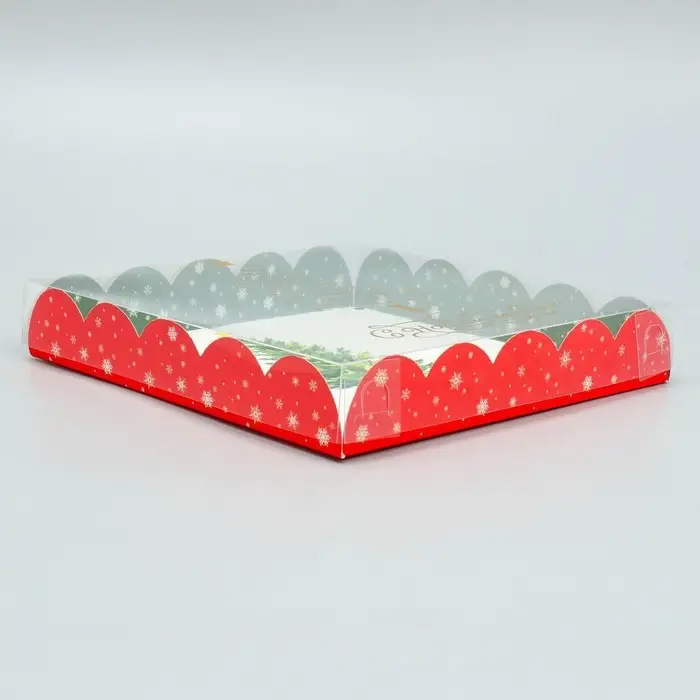 Коробка для кондитерских изделий с пластиковой крышкой &laquo;С Новым годом!&raquo;, 18&times;3 см