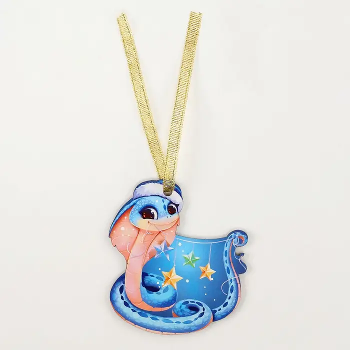 Ёлочная игрушка - подвеска деревянная &laquo;Новый год! Праздничная змея&raquo;, символ года 2025