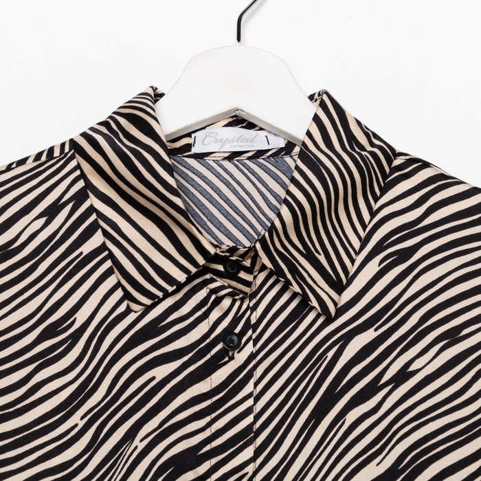 Блузка женская, цвет экрю, принт зебра, размер 46