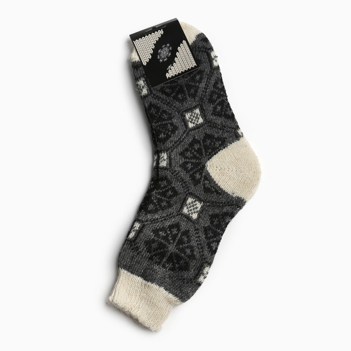 Носки новогодние мужские шерстяные &laquo;Снежинка в орнаменте&raquo; цвет серый, размер 27