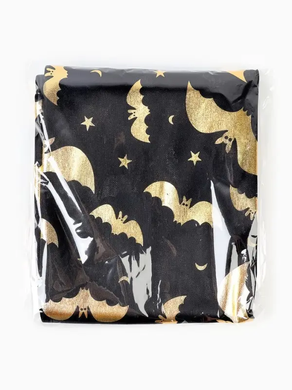 Скатерть на хеллоуин &laquo;Летучие мыши&raquo;, золото, 200 х 140