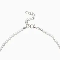 Чокер &laquo;Стразик&raquo; сердце и жемчужные бусины, белый в серебре, 36 см + 5 см доп, цепочка