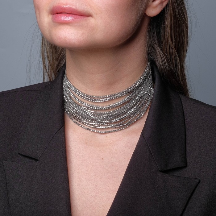 Чокер &laquo;Лёд&raquo; изысканный, цвет белый в серебре,30 см