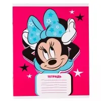 Тетрадь в линейку 24 листа, 4 вида МИКС, обложка мелованный картон, &laquo;Минни Маус&raquo;