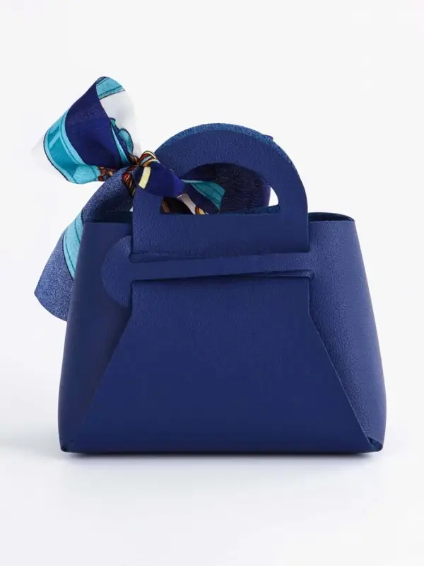 Кожанная подарочная сумочка 13 х12 х 5,5 см глубокий синий