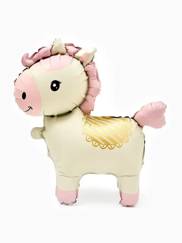 Воздушный шар фольгированный 3D 25" "Лошадка" цвет кремовый, под воздух