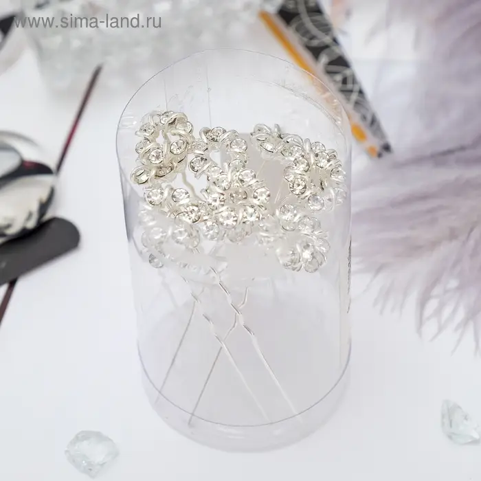 Шпилька для волос &laquo;Звёздный блик&raquo;, 1.2&times;6 см, серебро