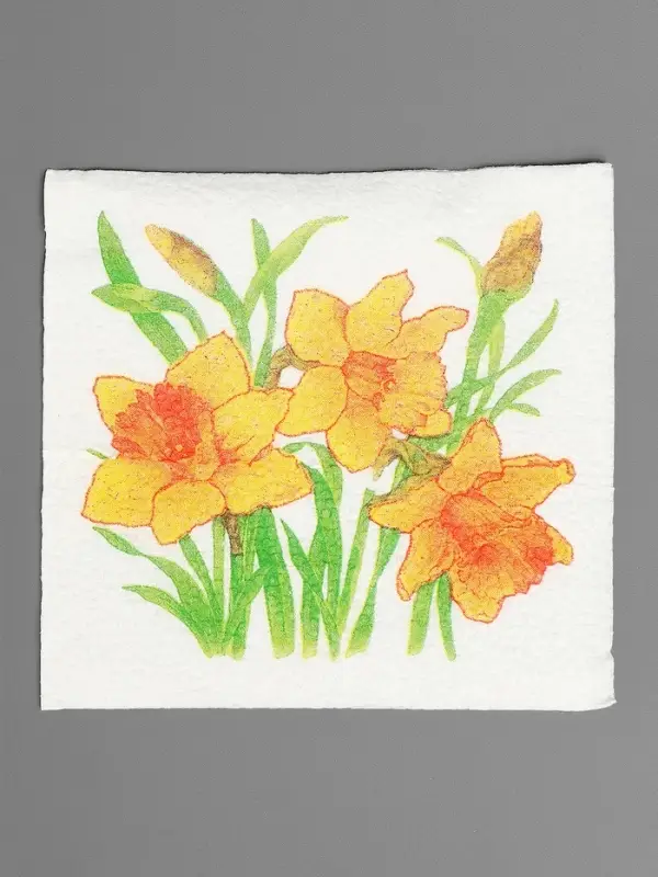 Салфетки бумажные Гармония цвета многоцветие "Нарциссы желтые", 24*24 см 50 листов