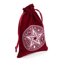 Мешочек для Таро, на Хэллоуин &laquo;Пентаграмма&raquo;, бархатный, бордовый, 12х18 см
