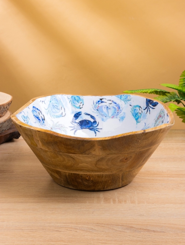 Салатник "Крабы" дерево манго 29х29х11 см