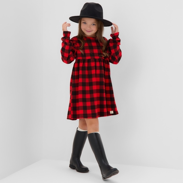 Платье детское с рюшами KAFTAN Платье детское с рюшами KAFTAN "Клеточка" размер 34 (122-128)