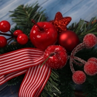 Украшение ёлочное "Снежное яблочко на звезде" 20х20 см