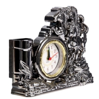 Часы настольные - органайзер для канцелярии будильник &laquo;Кони&raquo;, 14&times;17&times;4 см