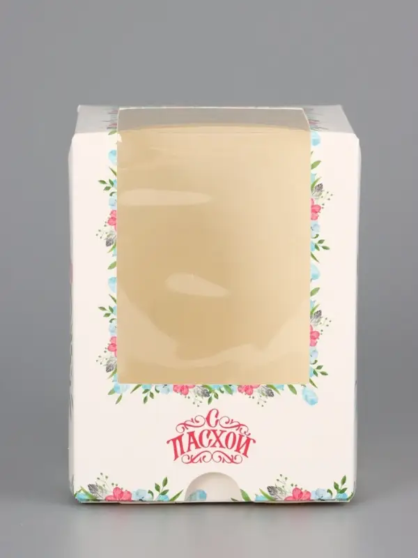 Коробка подарочная пасхальная с окном &laquo;Пасхальный венок&raquo; 9.5&times;9.5&times;12.5 см