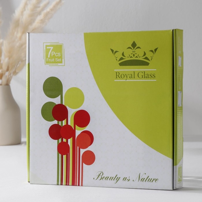 Набор столовый &laquo;Растительный узор&raquo;, 7 предметов: d=30 см - 1 шт, d=18 см - 6 шт, цвет белый с золотым