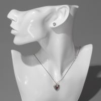 Гарнитур 2 предмета: серьги, кулон &laquo;Сердце&raquo; с цветком внутри, цветной в серебре, 45 см